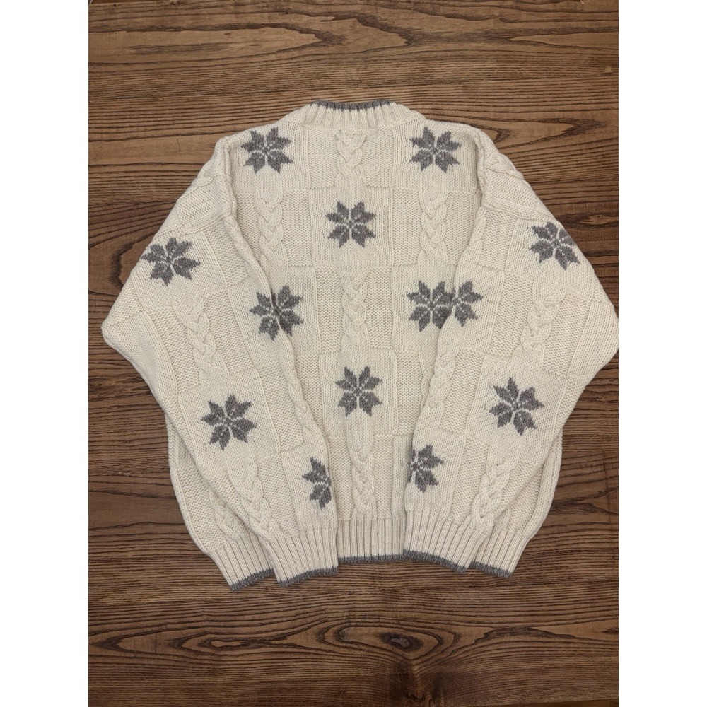 Vintage Lands End‎ Men's Large 100% Wool Cable Knit Fisherman Nordic Sweater - Picture 2 of 5